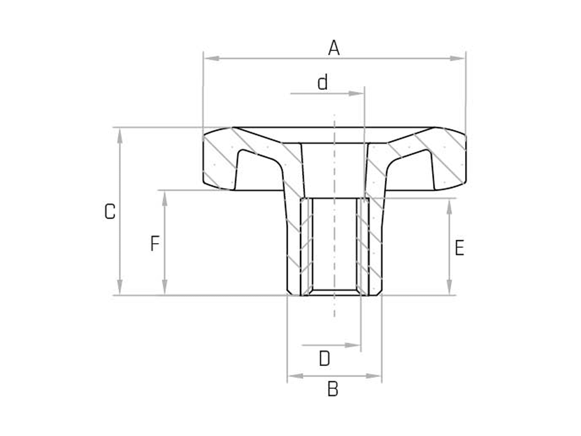 LB/FP - Six-lobe handwheel with through hole (Pack of 20 and 10 pieces) - Gamm LB/FP - Six-lobe handwheel with through hole (Pack of 20 and 10 pieces) - Gamm